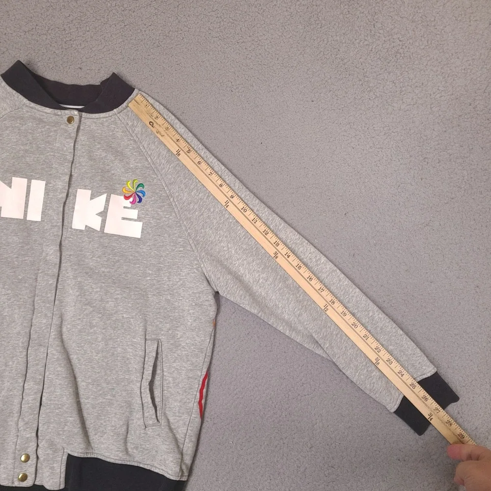 Nike Sweatshirt Jacket‎ Womens Large Gray Pinwheel Colorful Snap Button